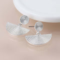 POM925 - Silver plated disc and half moon earrings