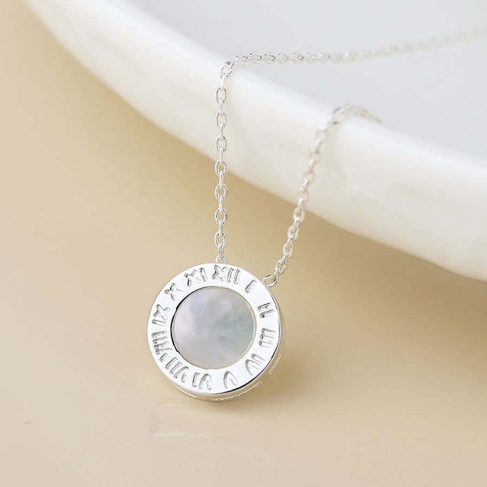 POM925 - Silver plated roman numeral necklace