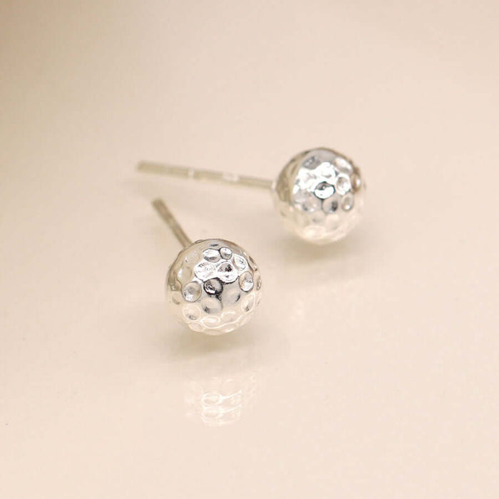POM925 - Sterling silver hammered ball earrings
