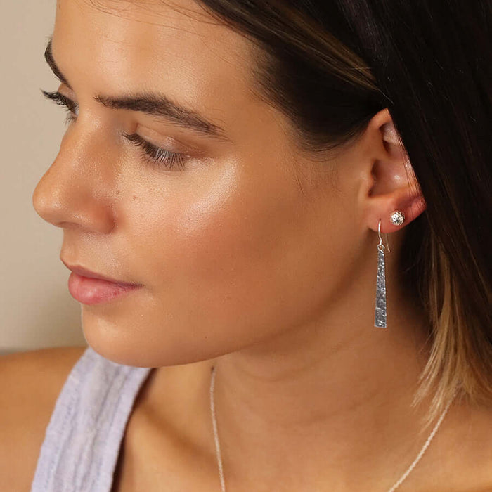 POM925 - Sterling silver hammered ball earrings