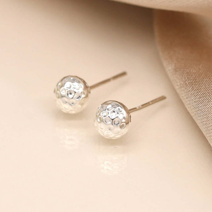 POM925 - Sterling silver hammered ball earrings