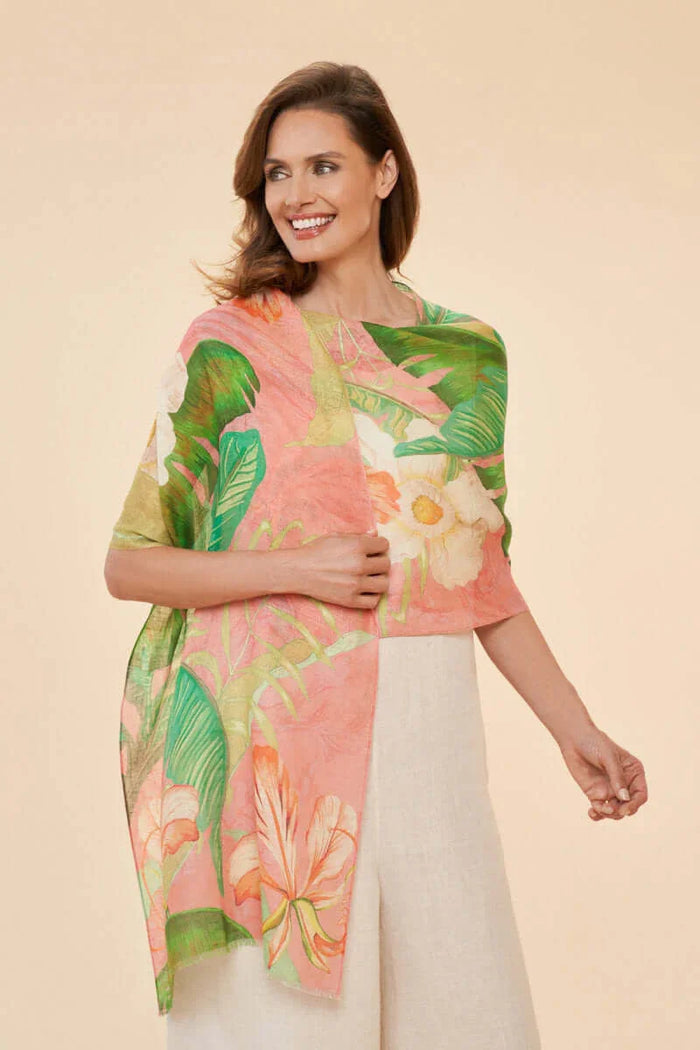 Powder Design 100% Linen Delicate Tropical Scarf - Candy