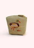 Powder Design Embroidered Velvet Mini Pouch - Duck