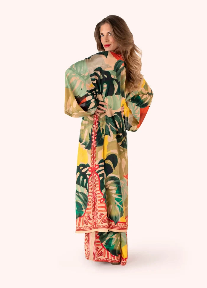 Powder Design Kimono Gown - Exotic Leaves