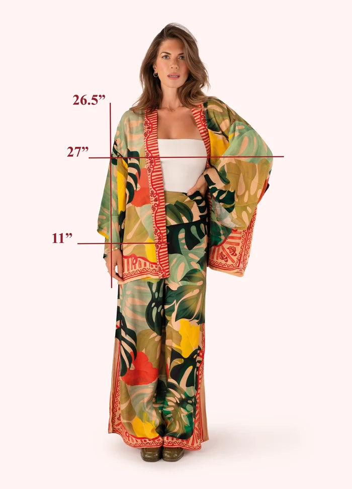 Powder Design Kimono Jacket - Exotic Leaves