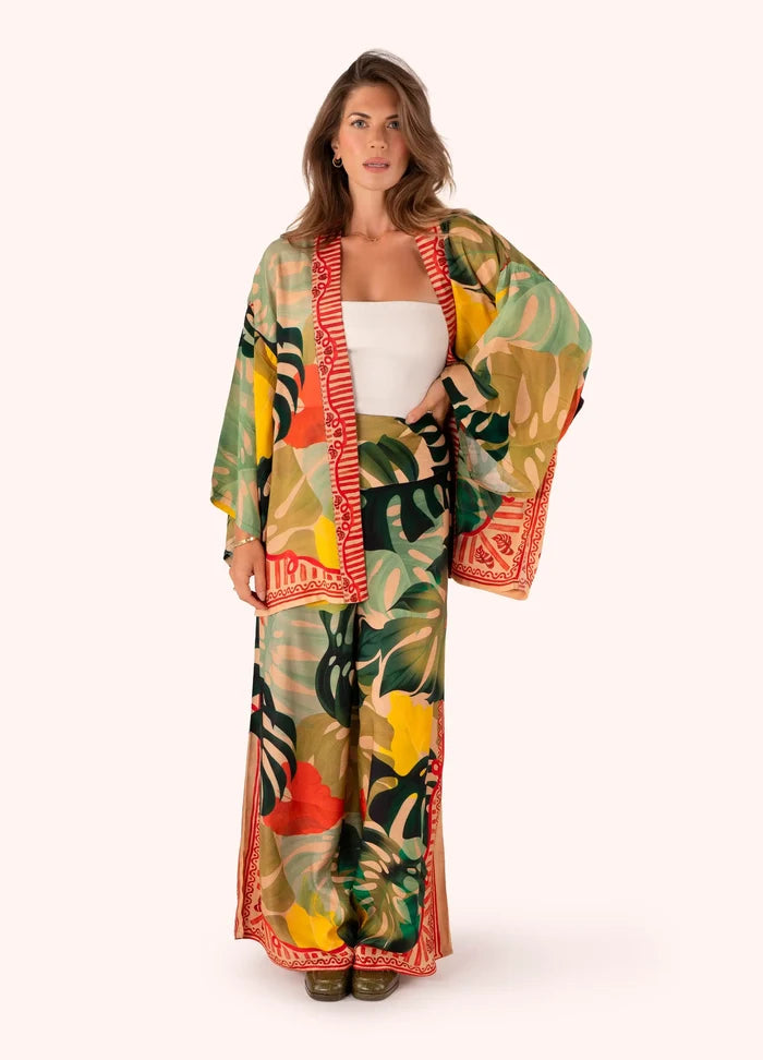 Powder Design Kimono Jacket - Exotic Leaves