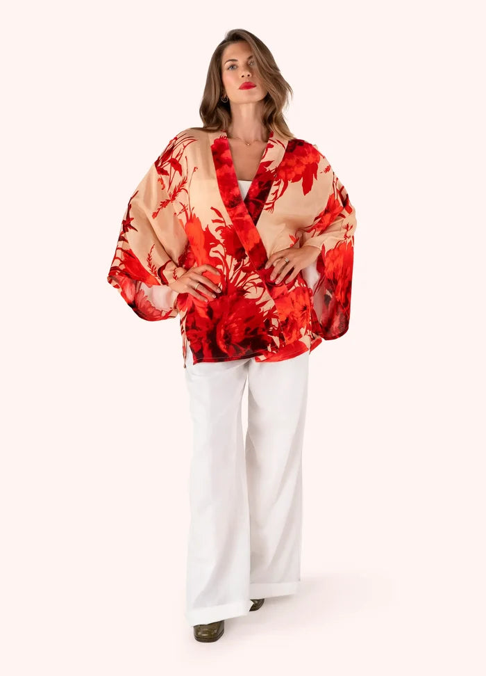 Powder Design Kimono Jacket - Rouge Blooms