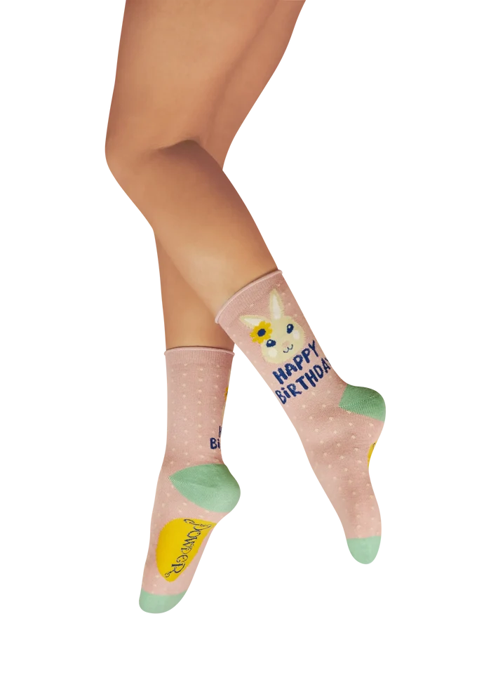 Powder Design Ladies Ankle Socks - Happy Birthday Bunny