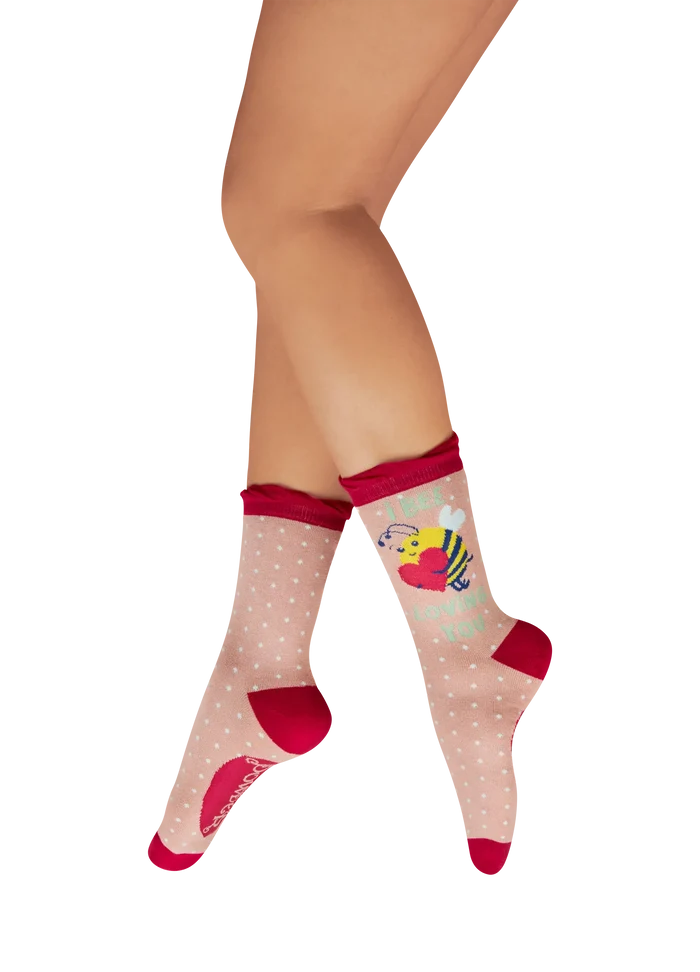 Powder Design Ladies Ankle Socks - I Bee Loving You - Petal