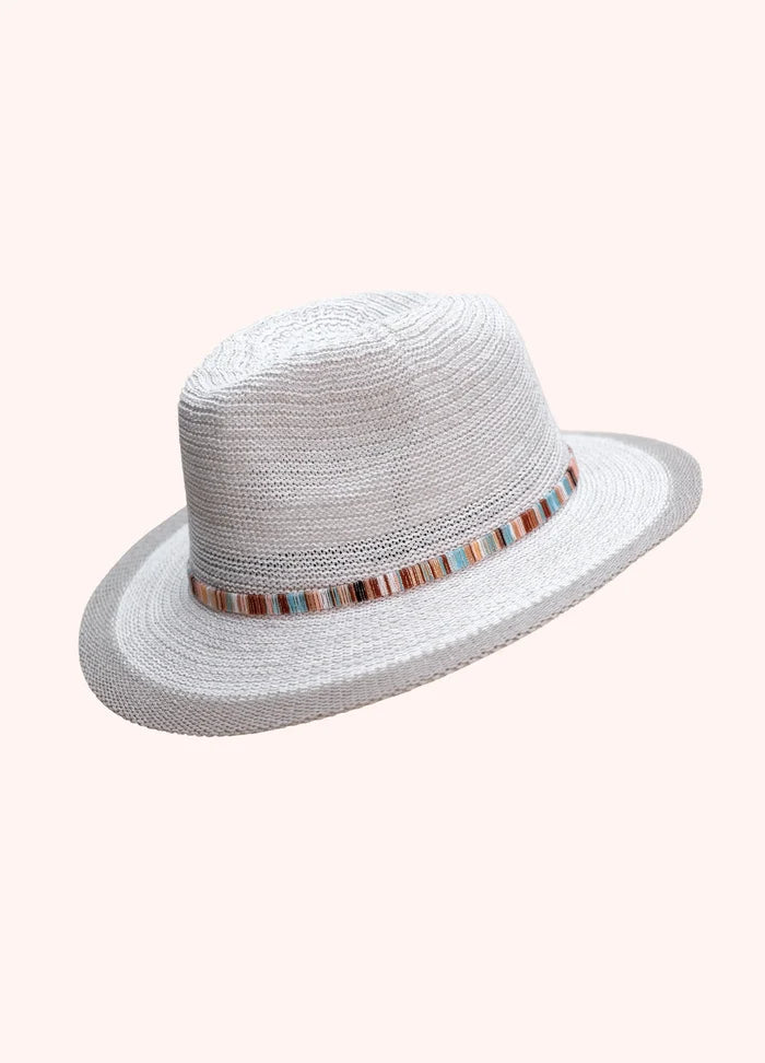 Powder Design Natalie Hat - Snowdrop with Multi Stripe Band