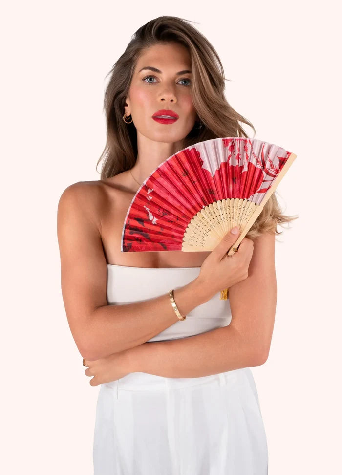 Powder Design Satin Fan - Rouge Blooms
