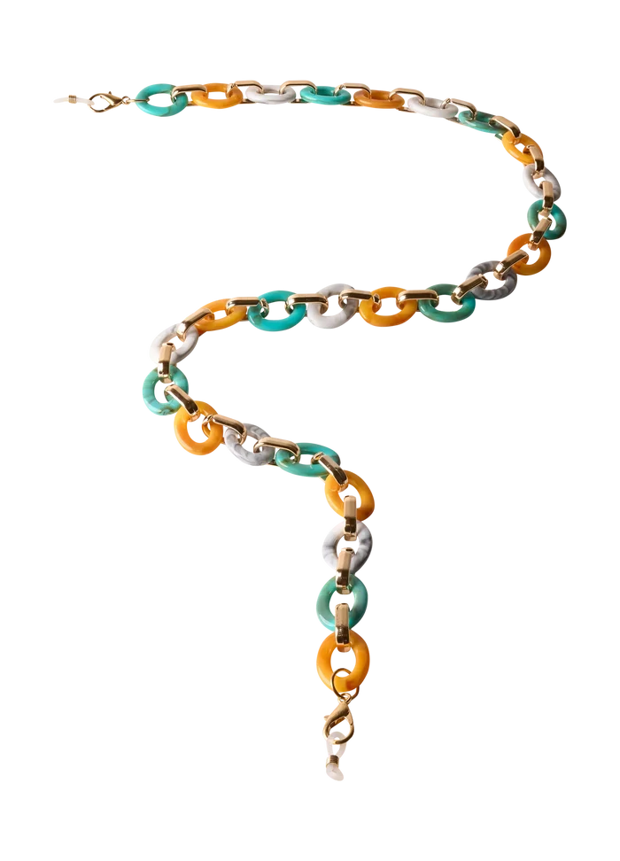 Powder Design Sunglasses Chain - Turquoise/Mustard Link