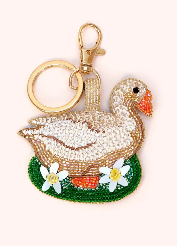 Powder Designs Beaded Keyring - Garden Goose