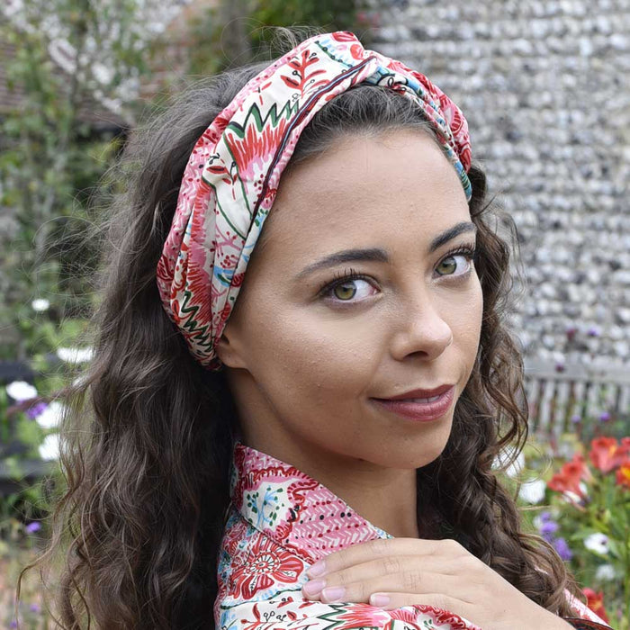Powellcraft - Cream, Red, Pink & Blue Viscose Headband
