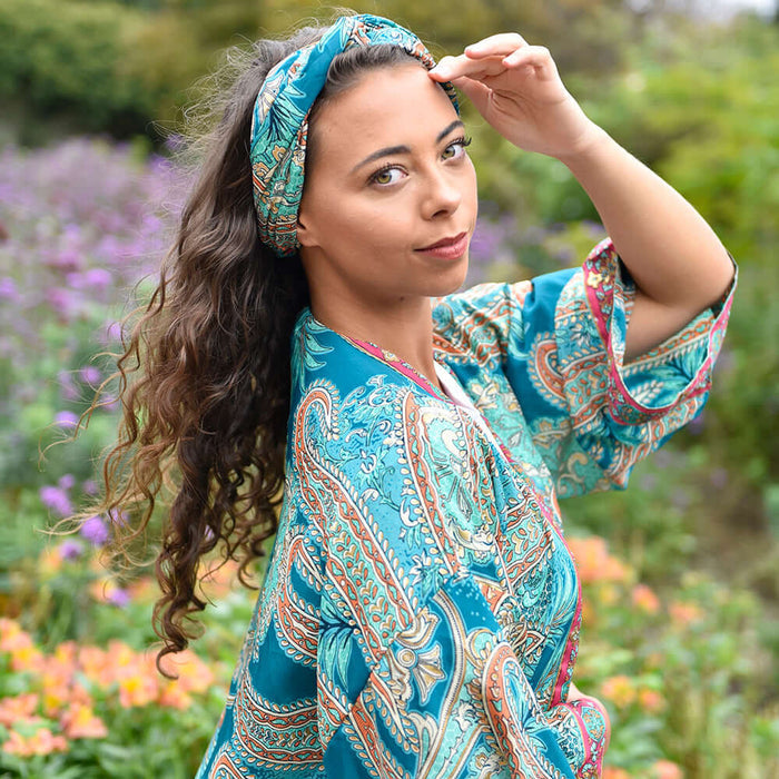Powellcraft - Turquoise, Orange & Pink Paisley Viscose Headband