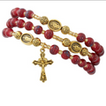 Red & Gold Guadalupe Twistable Rosary Bracelet