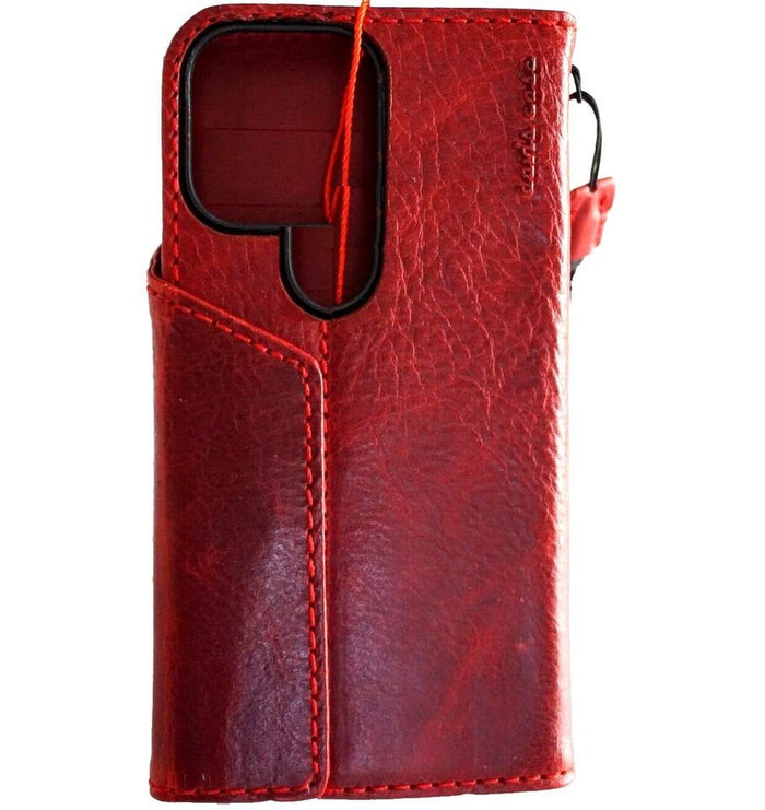 Red Leather Galaxy Wallet Case: Cross Design