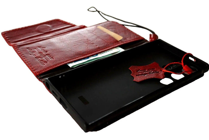 Red Leather Galaxy Wallet Case: Cross Design