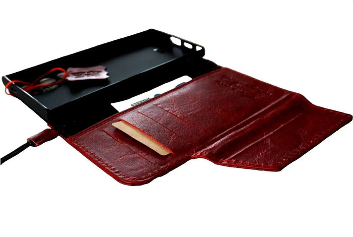 Red Leather Galaxy Wallet Case: Cross Design