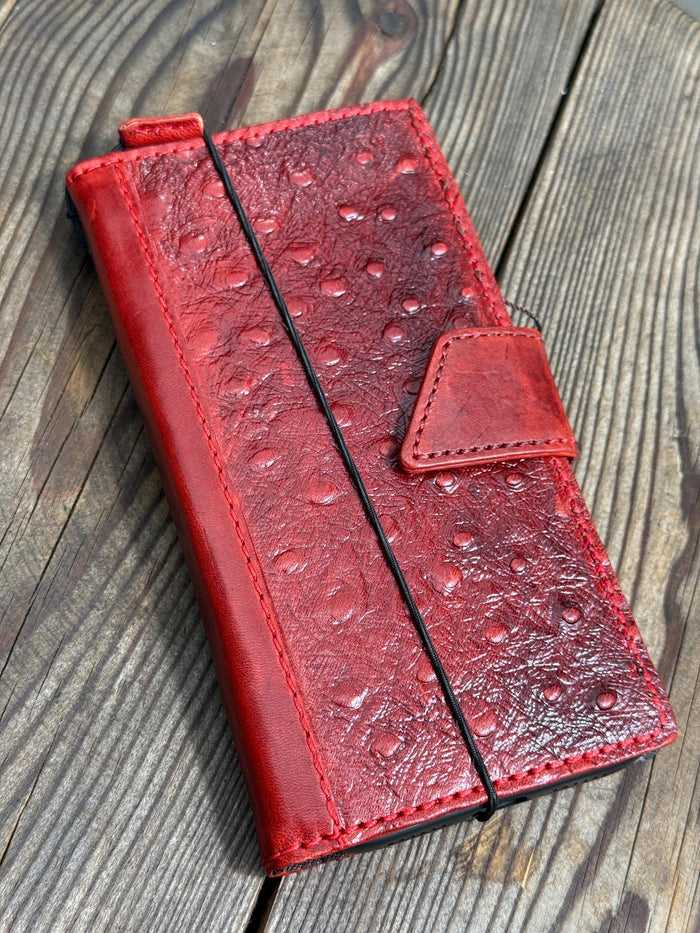 Red Leather Wallet Case for Google Pixel: Vintage Magnetic Card Holder