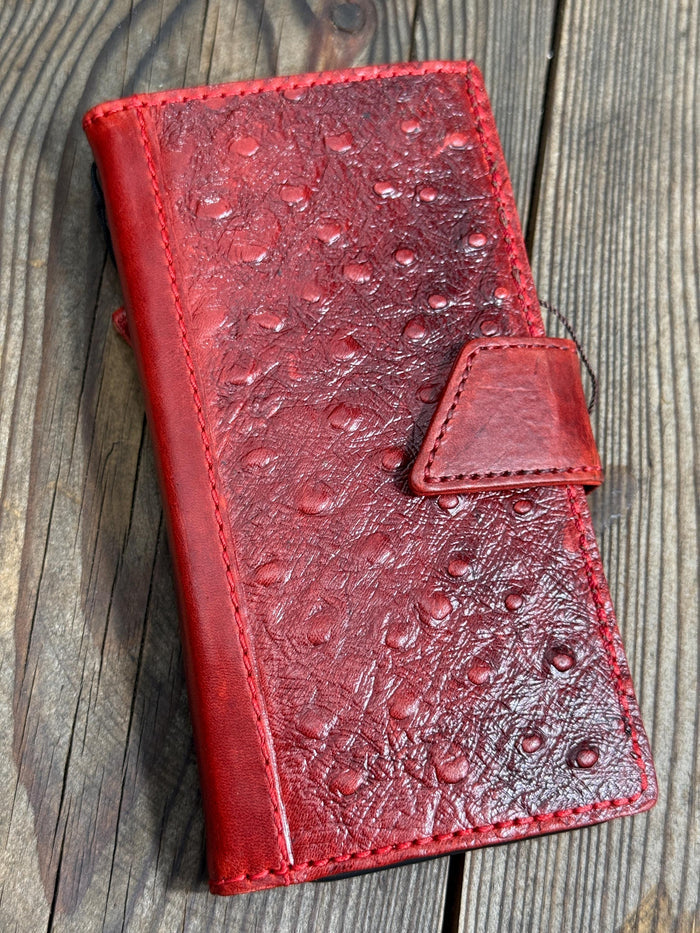 Red Leather Wallet Case for Google Pixel: Vintage Magnetic Card Holder