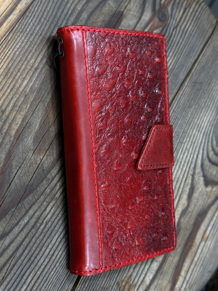 Red Leather Wallet Case for Google Pixel: Vintage Magnetic Card Holder