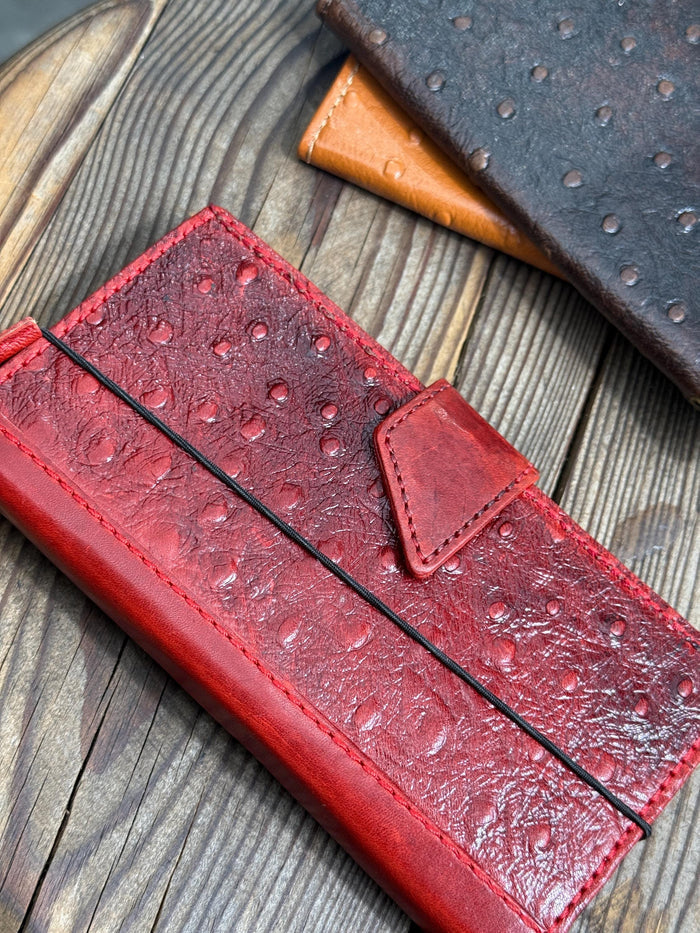 Red Leather Wallet Case for Google Pixel: Vintage Magnetic Card Holder