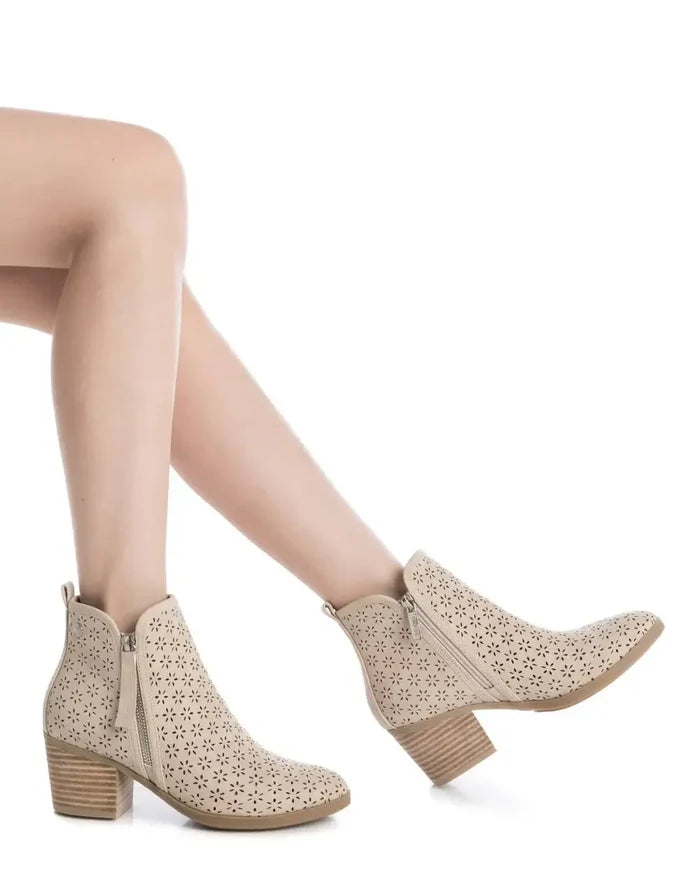 Refresh - Beige PU Ladies Ankle Boots