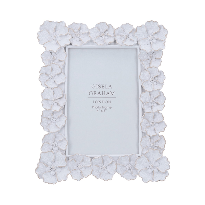 Resin Picture Frame (4"x6") 21.5cm - Antique White Anemone