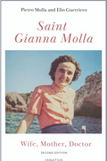 Book cover of 'Saint Gianna Molla: Wife, Mother, Doctor' with a photo of a woman on a boat.