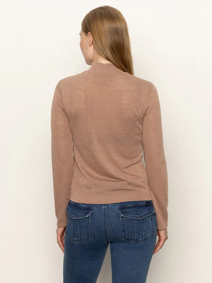 Sanctuary Draped Mock Neck Mocha