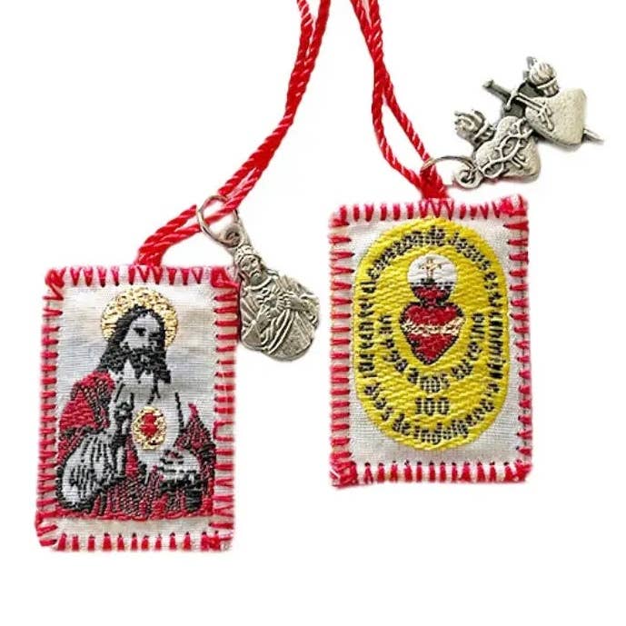 Scapular - Sacred Heart of Jesus w/ Charms RED
