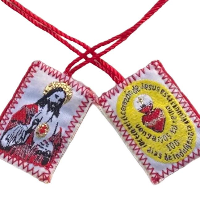 Scapular - Sacred Heart of Jesus w/ Charms RED