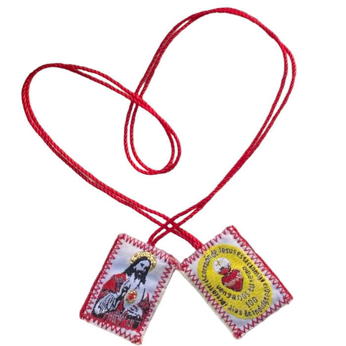 Scapular - Sacred Heart of Jesus w/ Charms RED