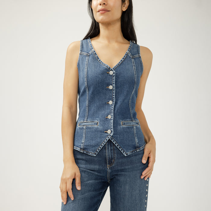 Silver Jeans Long Line Denim Vest