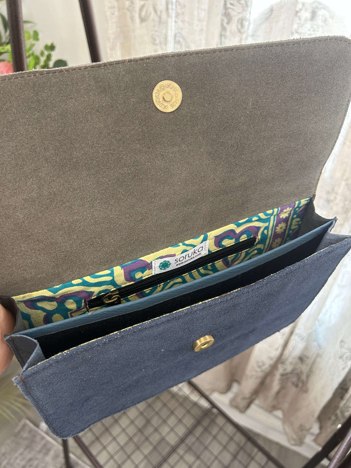 Soruka Foldover Recycled Leather Clutch