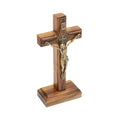 St. Benedict Medal Wooden Cross w/ Stand   5"