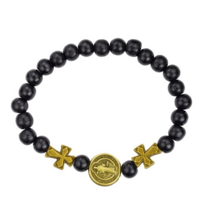 St. Benedict Wood Stretch Bracelet