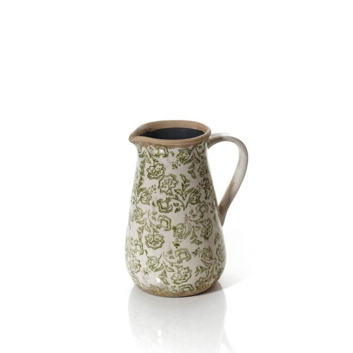 Stoneware Toile De Jouy Soft Green Large Decorative Jug