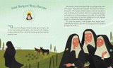 Illustration of four women in a field with text on a white background