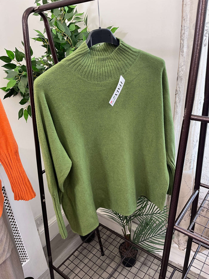Tamara High Neck Ribbed Boxy Jumper
