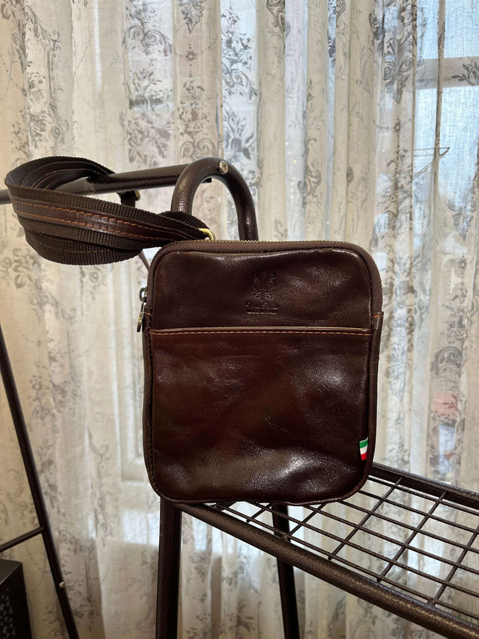 Tamponato Leather Slim Square Unisex Crossbody Bag