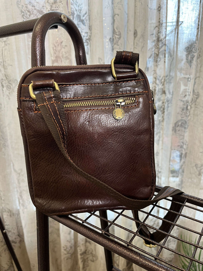 Tamponato Leather Slim Square Unisex Crossbody Bag
