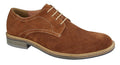 Tan Suede 4 Eye Plain Derby Shoe