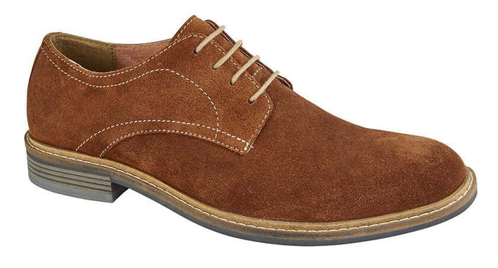 Tan Suede 4 Eye Plain Derby Shoe