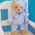 Teddy with Blue Stripe Pyjamas and Night Cap