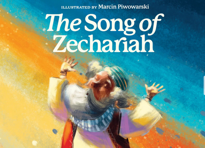 Book cover of 'The Song of Zechariah' with an illustration of a character against a colorful background.