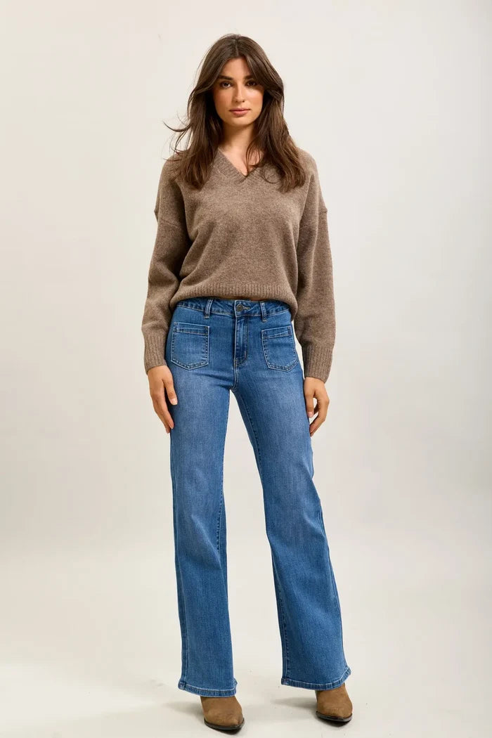 Toxik Patch Pocket Super Stretch Wide Leg Jeans