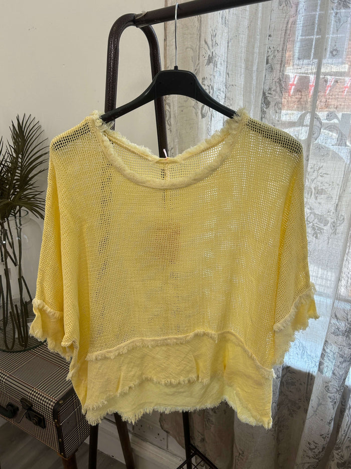 Valarie Fringe Detail Waffle Top
