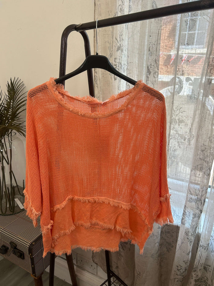 Valarie Fringe Detail Waffle Top